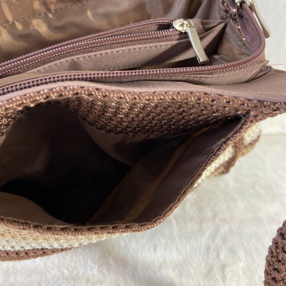 Macrame crochet style 2 handle strap shoulder purse BoHo Chic - Picture 8 of 10